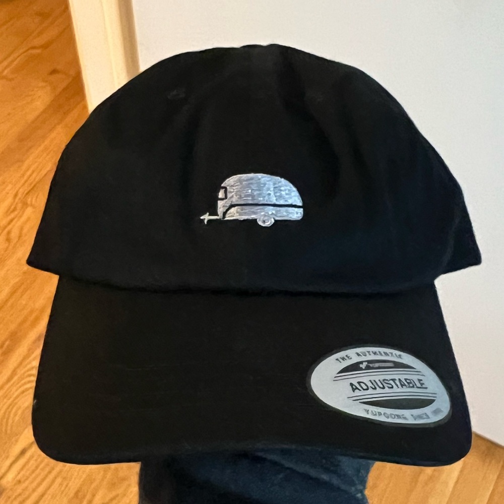 Camper embroidered hat. Black with gray thread